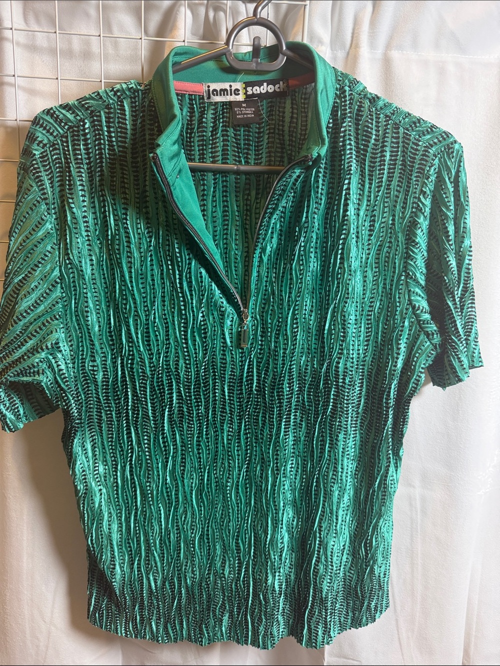 jamie sadock Emerald Green Short Sleeve 1/4 Zip golf top medium